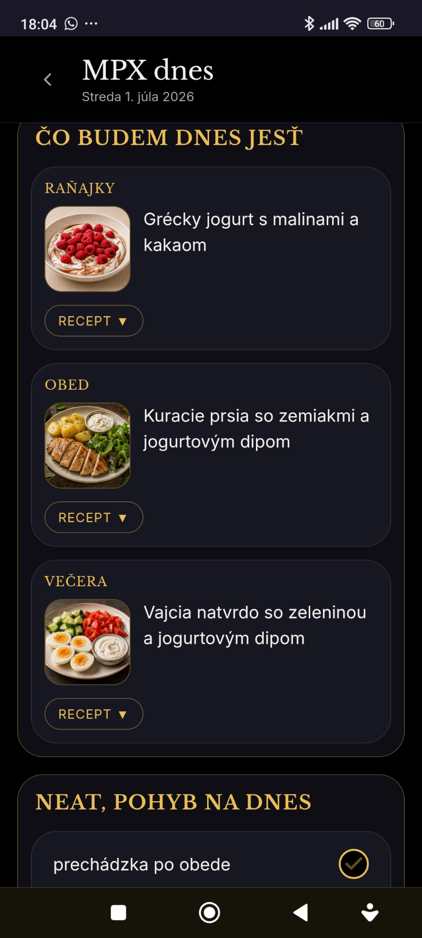 Plán na dnes